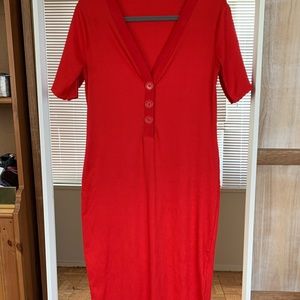 Red midi dress
